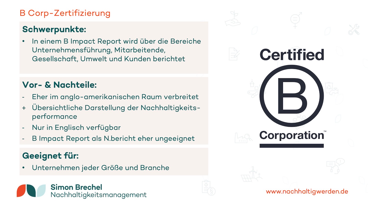 Kurzvorstellung Standards der Nachhaltigkeitsberichterstattung: B Corp