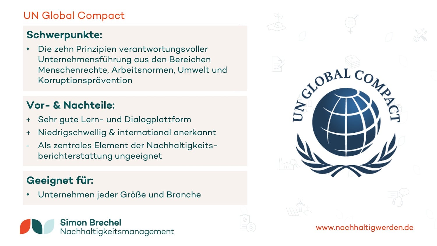 Kurzvorstellung Standards der Nachhaltigkeitsberichterstattung: UN Global Compact